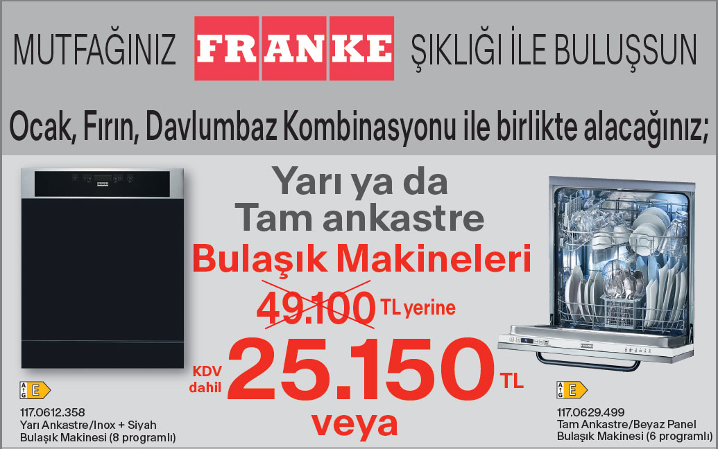 Franke Ankastre Set alana bulaşık makinesinde özel fiyat