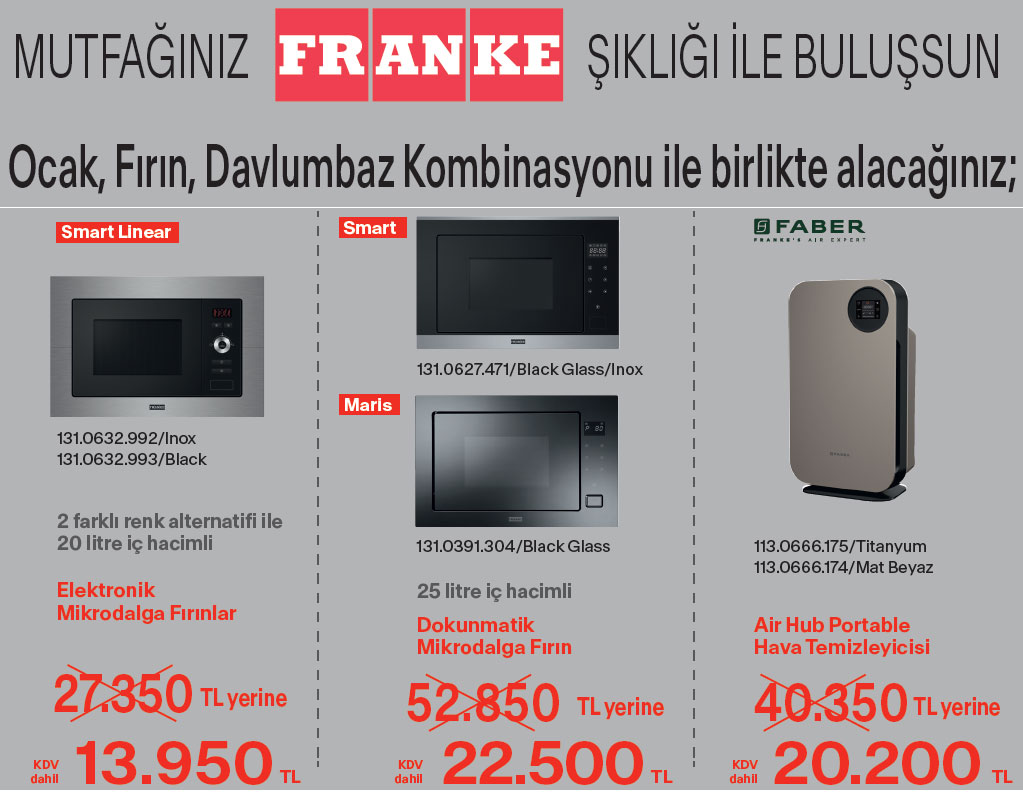 Franke Ankastre Set alana mikrodalga fırın veya hava temizleyicide özel fiyat
