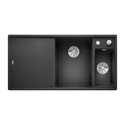 Blanco AXIA III 6 S Granit Antrasit Evye, Soldan damlalık, LINUS-S Krom Spiralli Armatür Set, Aksesuar hediyeli - 2