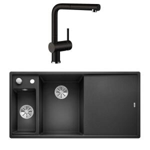 Blanco AXIA III 6 S Granit Antrasit Evye, Sağdan damlalık, LINUS-S Antrasit Spiralli Armatür Set, Aksesuar hediyeli - 1