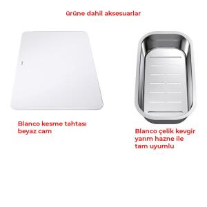Blanco AXIS III 6 S IF Paslanmaz Çelik Evye, Sol Damlalık, 1,5 hazneli, Cam kesme tahtalı - 2