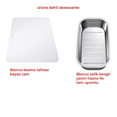 Blanco AXIS III 6 S IF Paslanmaz Çelik Evye, Sol Damlalık, 1,5 hazneli, Cam kesme tahtalı - 2