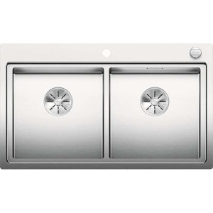 Blanco DIVON II 8 IF Paslanmaz Çelik Evye, iki hazneli, Tezgah üstü, 86x51 cm - 1