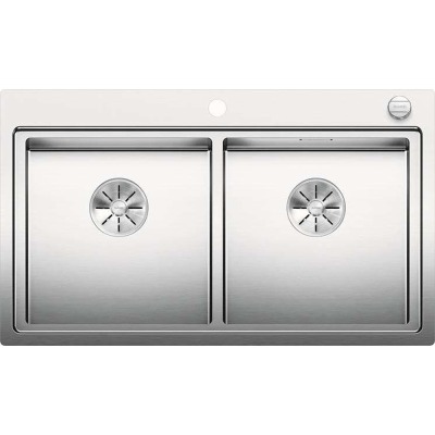 Blanco DIVON II 8 IF Paslanmaz Çelik Evye, iki hazneli, Tezgah üstü, 86x51 cm - 1