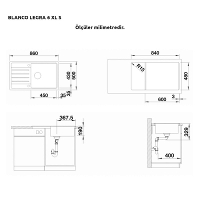 Blanco LEGRA XL 6 S Granit Antrasit Evye, MIDA Krom Armatür Set - 2