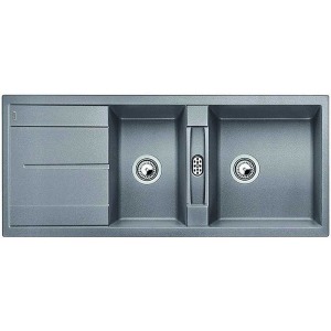 Blanco METRA 8 S Granit Evye, Alu Metallic, 1,5 Hazne, Damlalıklı, 116x50 cm - 1