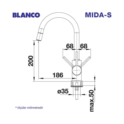 Blanco MIDA-S Mutfak Armatürü, Jasmine Granit yüzey, Sağdan kumandalı, Spiralli başlık - 2