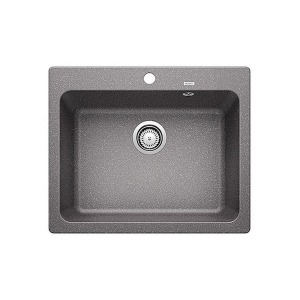 Blanco NAYA 6 Granit Evye, Alu Metallic, Tezgah üstü, Tek Hazneli, 61,5x51 cm - 1