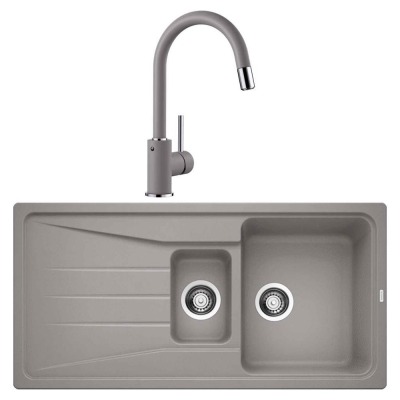 Blanco SONA 6 S Alu Metallic Granit Evye, MIDA-S Alu Metallic Spiralli Armatür Set, Aksesuar Hediyeli - 1
