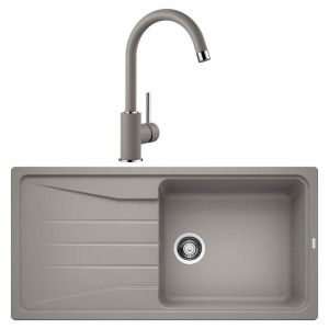 Blanco SONA XL 6 S Granit Alu Metallic Evye, MIDA Alu Metallic Armatür Set - Blanco