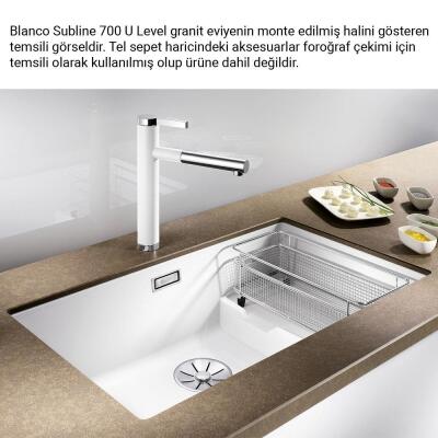 Blanco SUBLINE 700 U LEVEL Granit Evye, Siyah, Bölmeli Tek hazneli, Tezgah altı, 70x40 cm - 2
