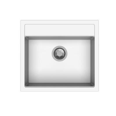 Carysıl 560 Waltz Fe, Tezgah Üstü, Granit, Beyaz Renk Evye, 56x51 - 1