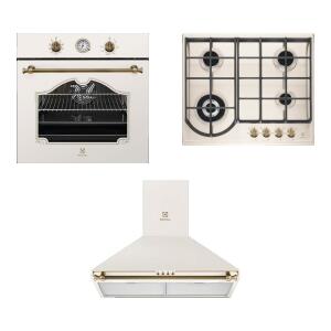 Electrolux Ankastre Rustik Krem Set, EOA5220FOV Fırın, EGH6343RON Ocak, EFC226V Davlumbaz - Electrolux