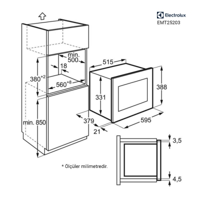 Electrolux EMT25203OC Ankastre Rustik Izgaralı Mikrodalga Fırın, Krem - 2