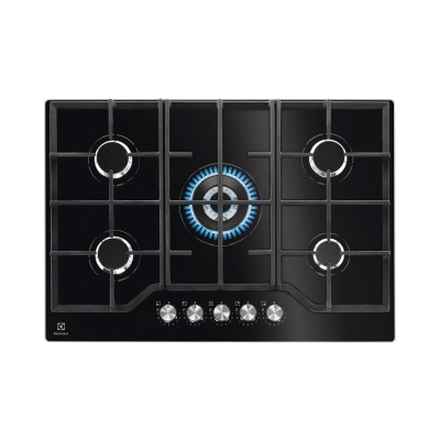 Electrolux KGG75362K Ankastre Gazlı Cam Ocak, 75cm, Siyah - 1