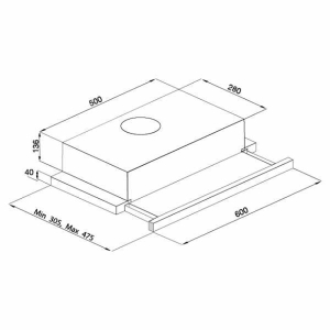 ESTY 1350 Ankastre Sürgülü Aspiratör, Inox - 2