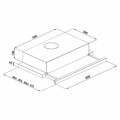 ESTY 1350 Ankastre Sürgülü Aspiratör, Inox - 2