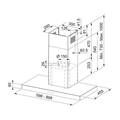 Faber SMART X/V A90 Duvar Tipi Davlumbaz, Paslanmaz Çelik, 90 cm - 2