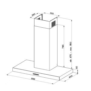Faber T-DARK A90 NG Duvar Tipi Davlumbaz, Siyah Paslanmaz Çelik Renk, 90 cm - 2