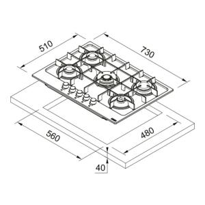 Franke 755 4G DC XS C Ankastre Inox Ocak, 75 cm - 3