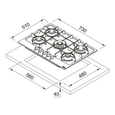 Franke 755 4G DC XS C Ankastre Inox Ocak, 75 cm - 3