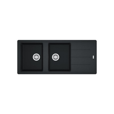 Franke Basis Granit BFG 621 Evye, Nero renk, 2 Hazneli, Damlalıklı, 116x50 cm - 1