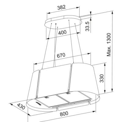 Faber BEAT XL BK MATT F80 Ada Davlumbaz, Mat Siyah, 80 cm - 5