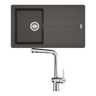 Franke BFG 611 Granit Slate Grey Evye, Active Plus Doccia Krom Spiralli Armatür Seti - 1