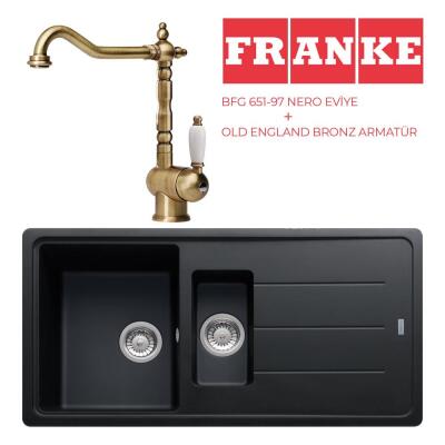 Franke BFG 651 Nero Evye, Old England Bronz Armatür Set - 1
