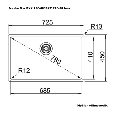 Franke Box BXX 210-110-68 Paslanmaz Çelik Evye, 1 Hazne, Inox - 2