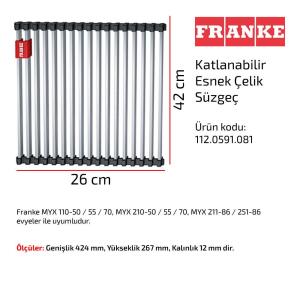Franke Rulo Katlanabilir Esnek çelik Süzgeç, 26x42 cm, 112.0591.081 - 2