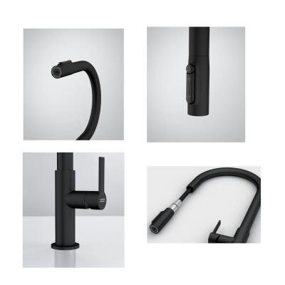 Franke Clear Water, Mat Siyah, Spiralli Mutfak Armatürü, Arıtma Cihazına Bağlanabilir - 2