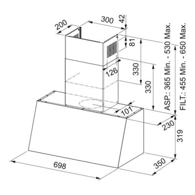 Franke FCO 70 ON G Davlumbaz, Classicline, Siyah Renk, 70 cm - 2