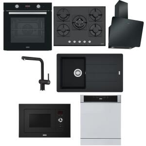 Franke Siyah Set 1, Fırın, Ocak 60 cm, Davlumbaz 60 cm, Mikrodalga, Bulaşık Makinası, Evye ve Armatür - Franke