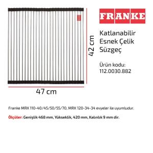 Franke Rulo Katlanabilir Esnek Çelik Süzgeç, 46x42 cm, 112.0030.882 - 2