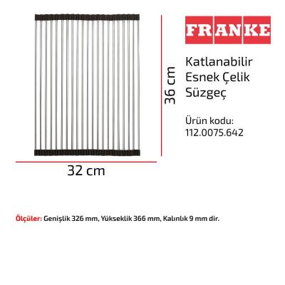 Franke Rulo Katlanabilir Esnek Çelik Süzgeç, 32x36 cm, 112.0075.642 - 2