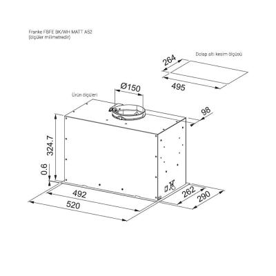 Franke FBFE WH MATT A52 Ankastre Davlumbaz, 52 cm, Mat Beyaz - 2