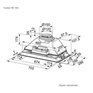 Franke FBI 705 GR Ankastre Aspiratör, Gri Renk, 70 cm - 4