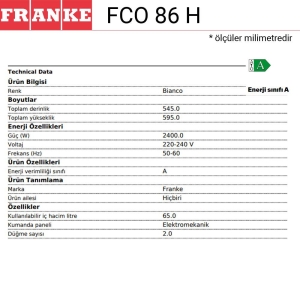 Franke FCO 86 H Ankastre Fırın, Krem, Classicline, 65 LT, 8 program - 4