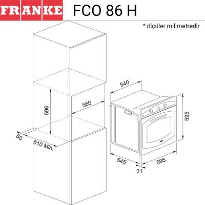 Franke FCO 86 H Ankastre Fırın, Classicline, Siyah, 65 LT, 8 program - 3