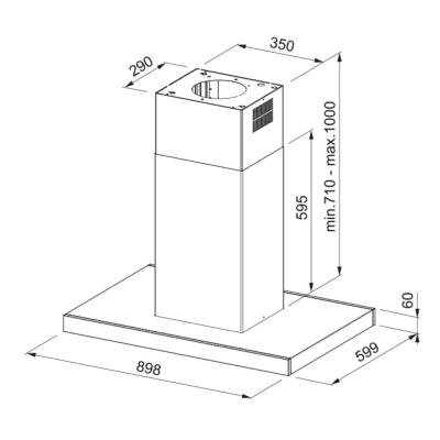 Franke FCR 925 I TC BK XS Ada Davlumbaz, Siyah Cam-Inox Renk, 90 cm - 2