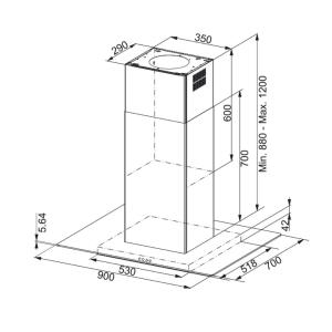 Franke FGL 915 I BK XS/900 Ada Davlumbaz, Siyah Cam-Inox Renk, 90 cm - 3