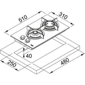 Franke FHCR 302 2G HE BK C Ankastre Cam Ocak, Siyah Renk, 30 cm - 2