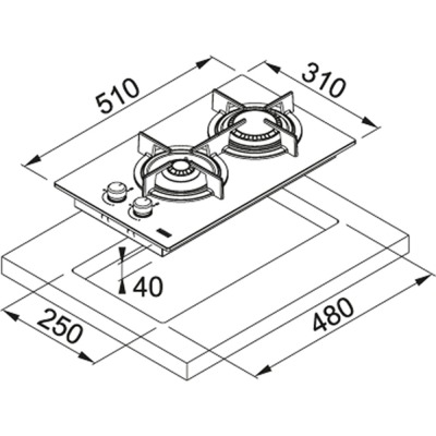 Franke FHCR 302 2G HE BK C Ankastre Cam Ocak, Siyah Renk, 30 cm - 2