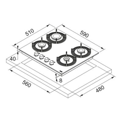 Franke FHMF 604 4GC BK Ankastre Cam Ocak, Siyah Renk, 60 cm - 2