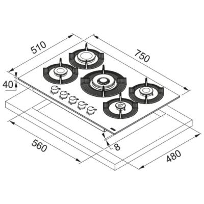 Franke FHMF 755 4G DC C BK Ankastre Cam Ocak, Siyah Renk, 75 cm - 3