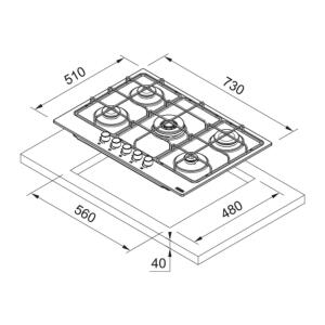 Franke FHSM 755 4G DC BK C Ankastre Siyah Cam Ocak, 75 cm - 4