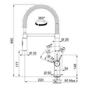 Franke Fox Pro Armatür, Krom, Helezon Spiral, Yarı Profesyonel - 3