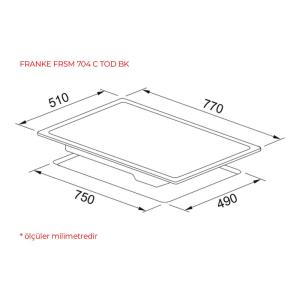Franke FRSM 704 C TOD BK Ankastre Ocak, Siyah cam, 77cm - 2