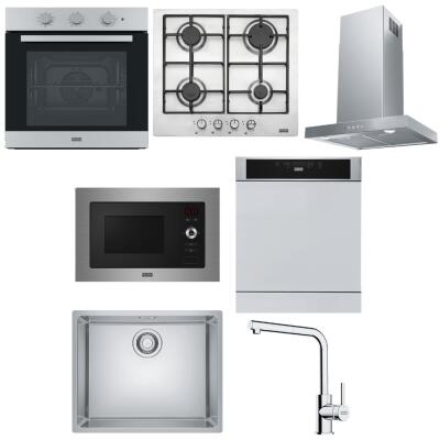 Franke Inox Set 9, Fırın, Ocak, Davlumbaz, Mikrodalga, Bulaşık Makinesi, Evye ve Armatür - 1